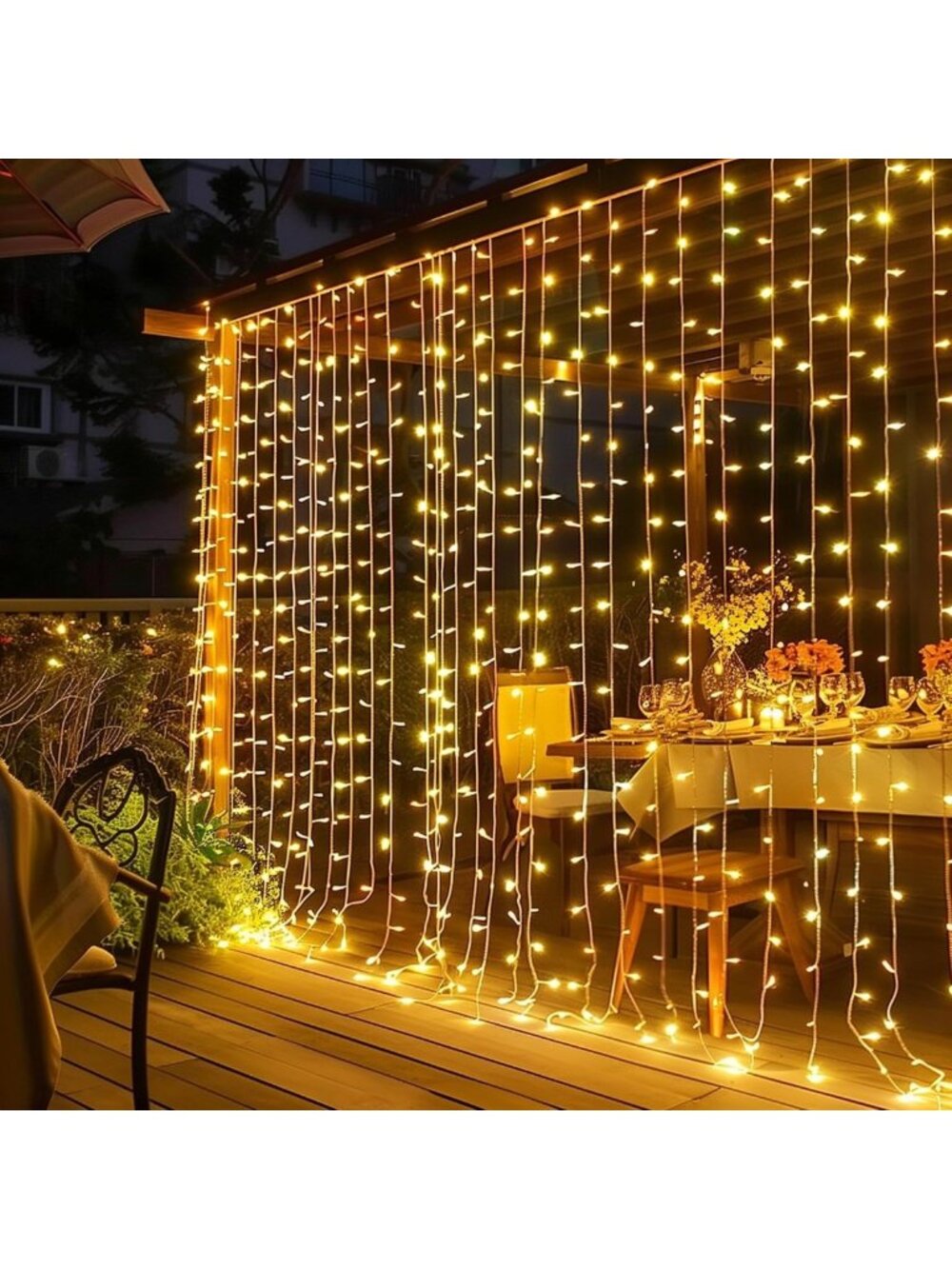 300 LED Fairy Curtain Lights - Plug-In String Lights for Bedroom, Wedding, Party